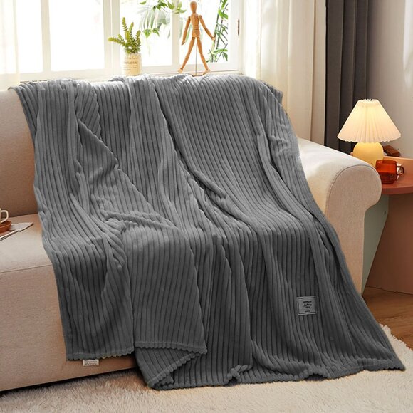 SOGA Grey Throw Blanket – Soft Cozy Warm Blanket for Bed, Sofa & Couch - Picture 7 of 13